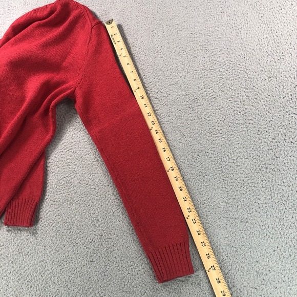 Polo Ralph Lauren Sweater Mens Medium Red Bear Knit Cotton Linen Classic RL - Picture 12 of 15